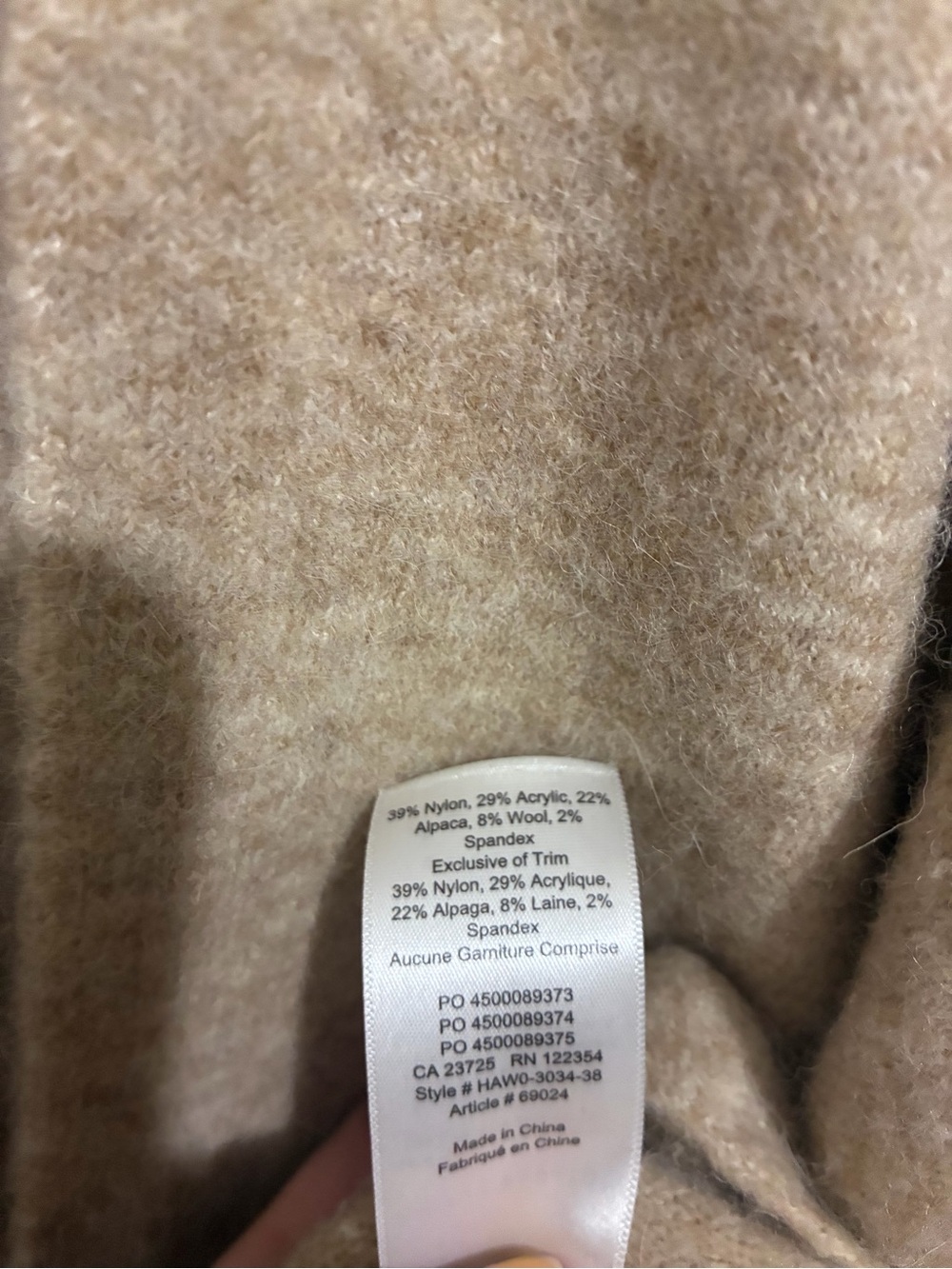 Aritzia Group by Babaton Bandini Wrap Sweater Size Small Wool Tan - Picture 10 of 10